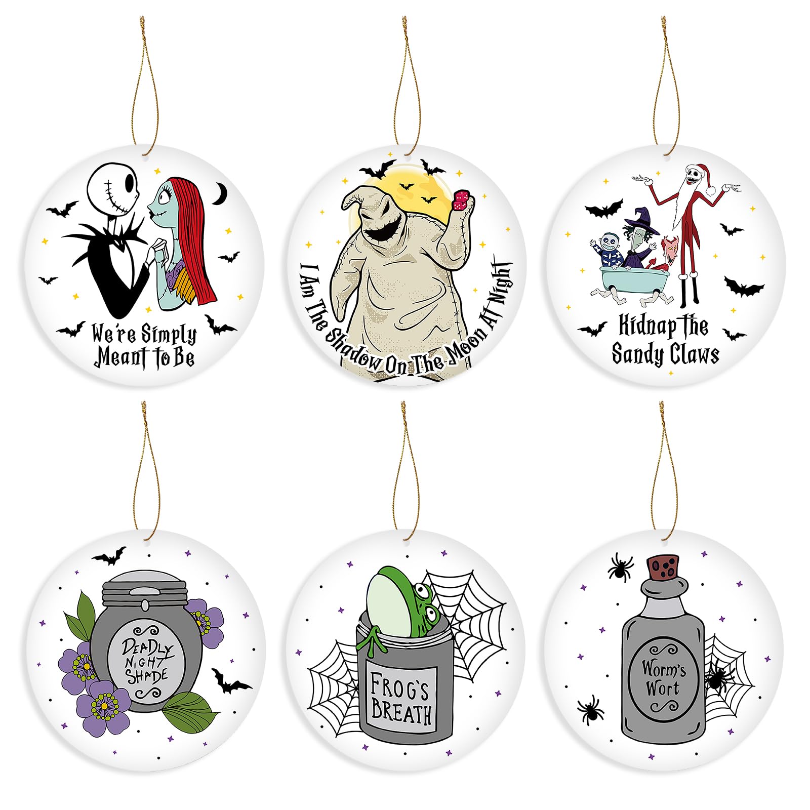 Photo 1 of Nightmare Before Christmas Decorations, 6 Pcs Nightmare Before Christmas Tree Ornaments, Nightmare Before Christmas Merch Gift, Holiday Party Decor Supplies, Jack Sally Home Wall Decor