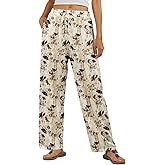 Feiersi Womens Wide Leg High Waisted Palazzo Pants Casual Stretchy Ribbed Trousers with Pockets