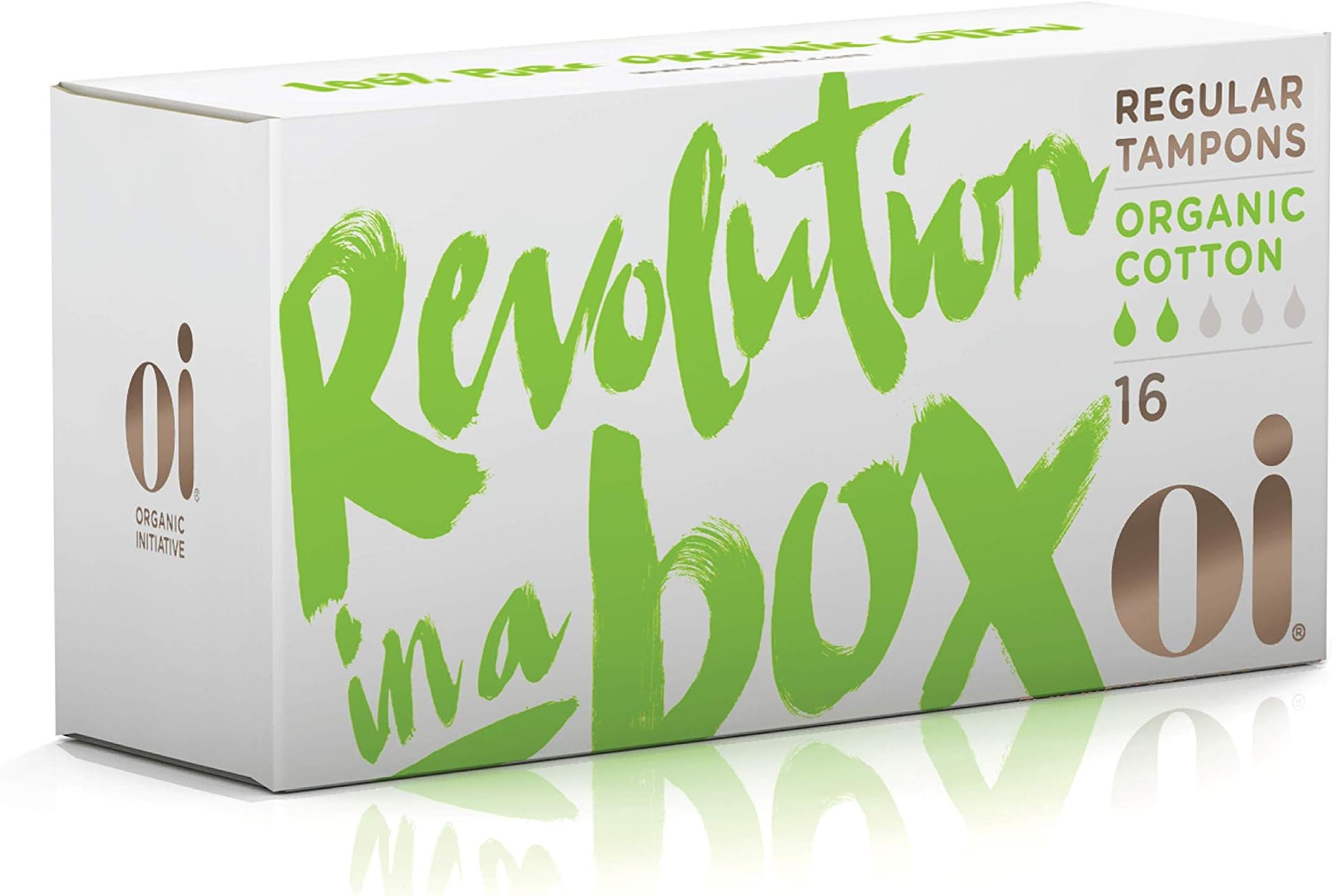 Oi Applicator Free Tampons, 100% Certified Organic Cotton, Regular, 16 Count | Biodegradable | Unscented, Toxin, Chlorine and Chemical Free