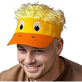 Popfizzy Duck Hat with Hair for Men and Women, Spiked Hair Hats, Crazy Wig Hat Costume, Funny Adult Halloween Baseball Cap