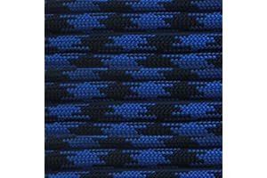 PARACORD PLANET 10 20 25 50 100 Foot Hanks and 250 1000 Foot Spools of Parachute 550 Cord Type III 7 Strand Paracord (Black & Blue 50 Feet)