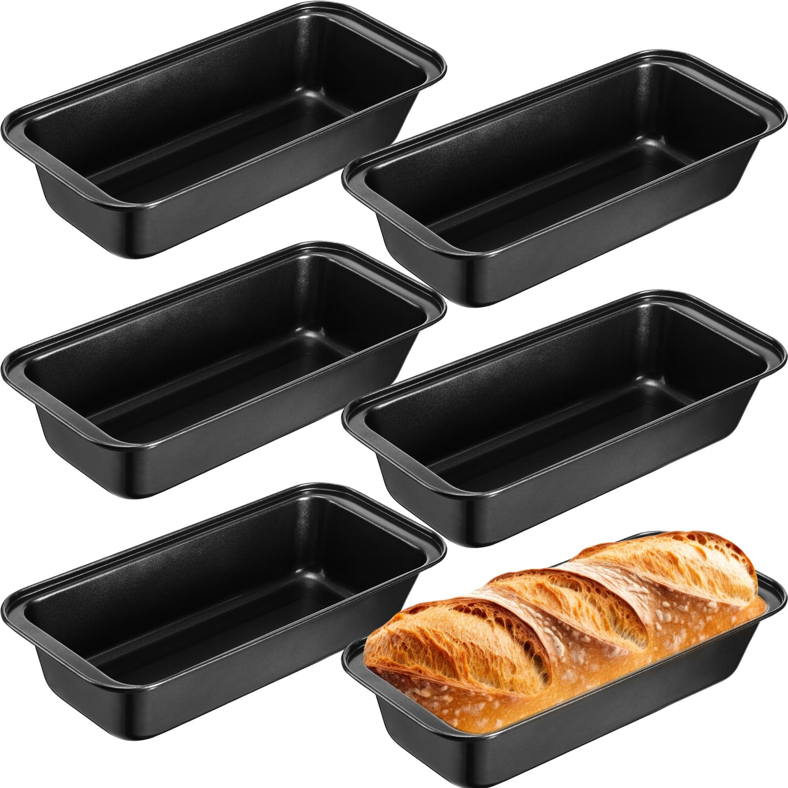 Photo 1 of Sliner 6 Pcs Loaf Pan,12 x 5 Inch Long Loaf Pan Nonstick Baking Bread Pan Stainless Steel Rectangle Cake Pan Bread Tin Bakeware for Meatloaf Toast Muffin Sourdough Oven Baking