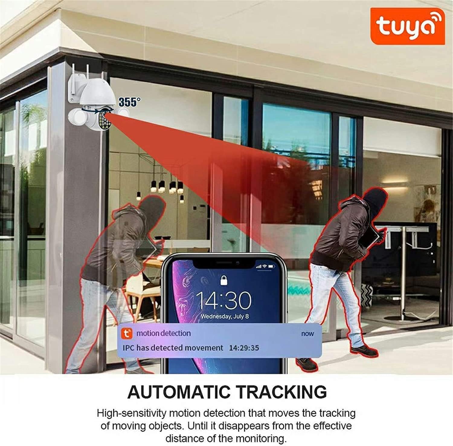 Floodlight Camera, HD Outdoor Security Camera, IP66 Waterproof, Auto Night Vision, Motion-Activated Lights and Camera, Compatible with Tuya & Smart Life, Outdoor Floodlight Lighting (3MP Camera) : Camera & Photo