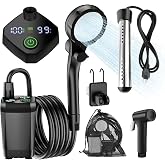 InkTrail Portable Camping Shower with Heater,6000mAh Rechargeable | Long-Lasting Camping Shower with Sprayer Head,4 Spray Modes,IPX7 Waterproof Outdoor Camp Pump for Hiking, Travel, Car, Pet