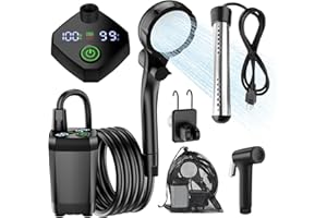 Portable Camping Shower with Heater, Electric Shower Pump with 6000mAh Long-Lasting Rechargeable Battery, Compact Shower Kit 