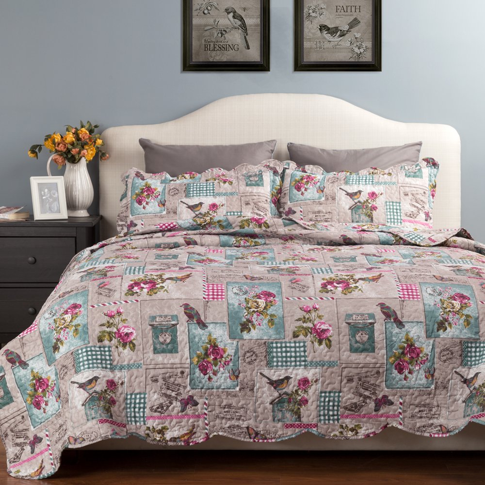Printed Quilt Coverlet Set Bedspread Full/Queen Size (86\