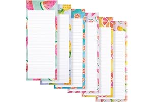 Juvale 6-Pack Magnetic Grocery List Pad for Fridge- Cute Shopping List Paper Note Pads for Refrigerator, To-Do Memos (6 Fruit Designs, 60 Sheets Each)