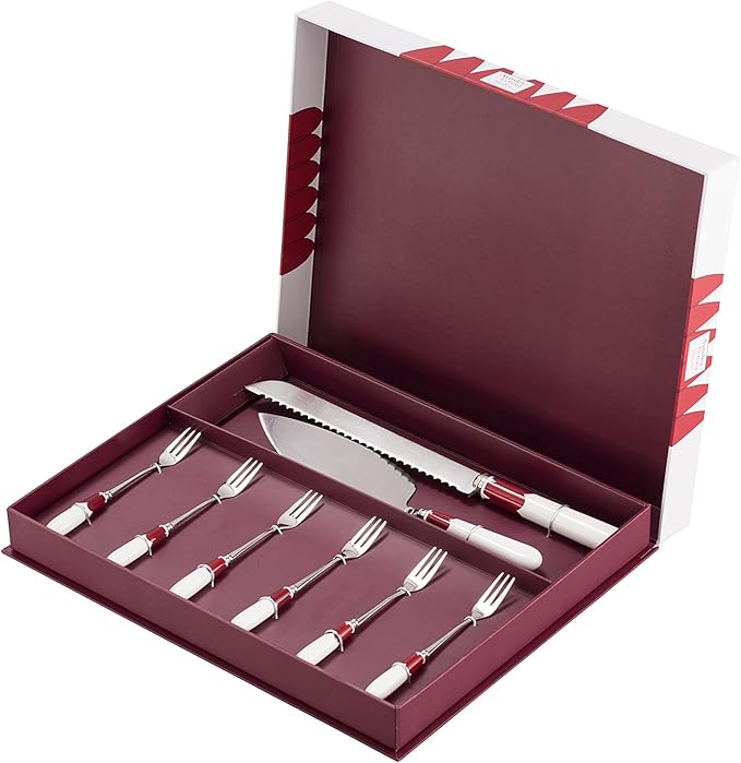 Aynsley Madison Cake Slice, Knife and 6 Forks Set, Stainless Steel