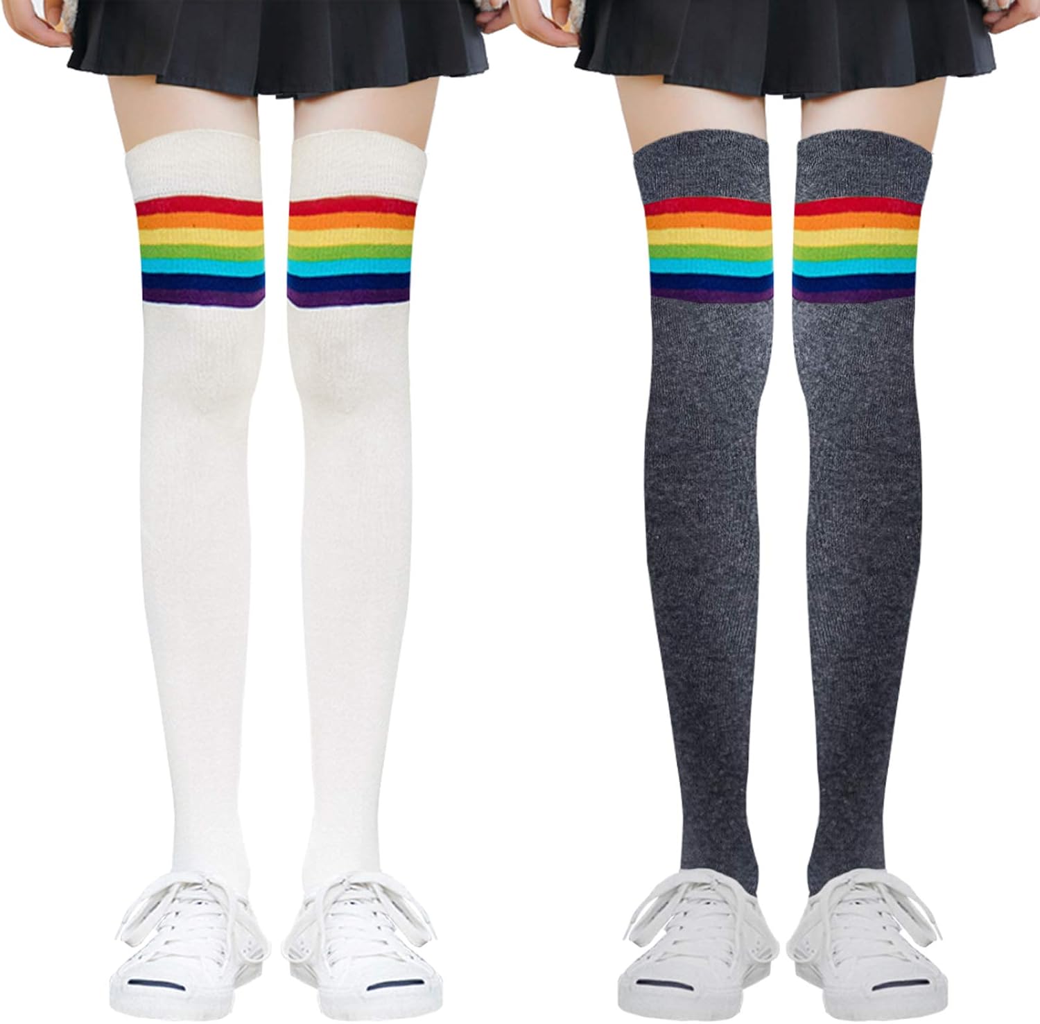 Chaussettes Hautes Genou En Coton - Taille Unique 4-6 UK - Multicolore - Pour Femme, Toutes Occasions