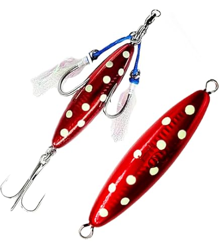 Tuna Jigs, 200g, Red Polka Dot, 4.75 inches, 3 pcs