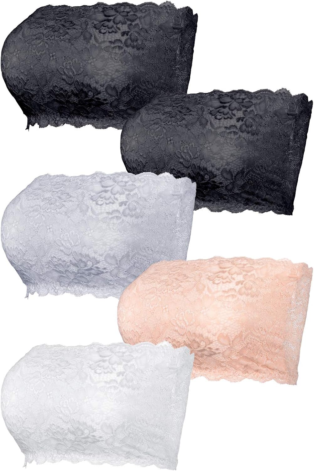 Bandeau-BH Damen 2er Set - Trägerlos Gepolstert Nahtlos Für Großen Busen