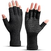 Rahhint Alpaca Wool Fingerless Gloves for Men Women Half Finger Winter Knitted Gloves for Fishing Hunting Driving Typing
