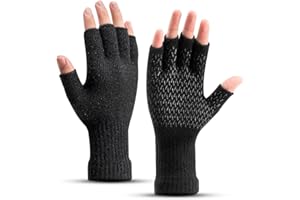 Rahhint Alpaca Wool Fingerless Gloves for Men Women Half Finger Winter Knitted Gloves for Fishing Hunting Driving Typing