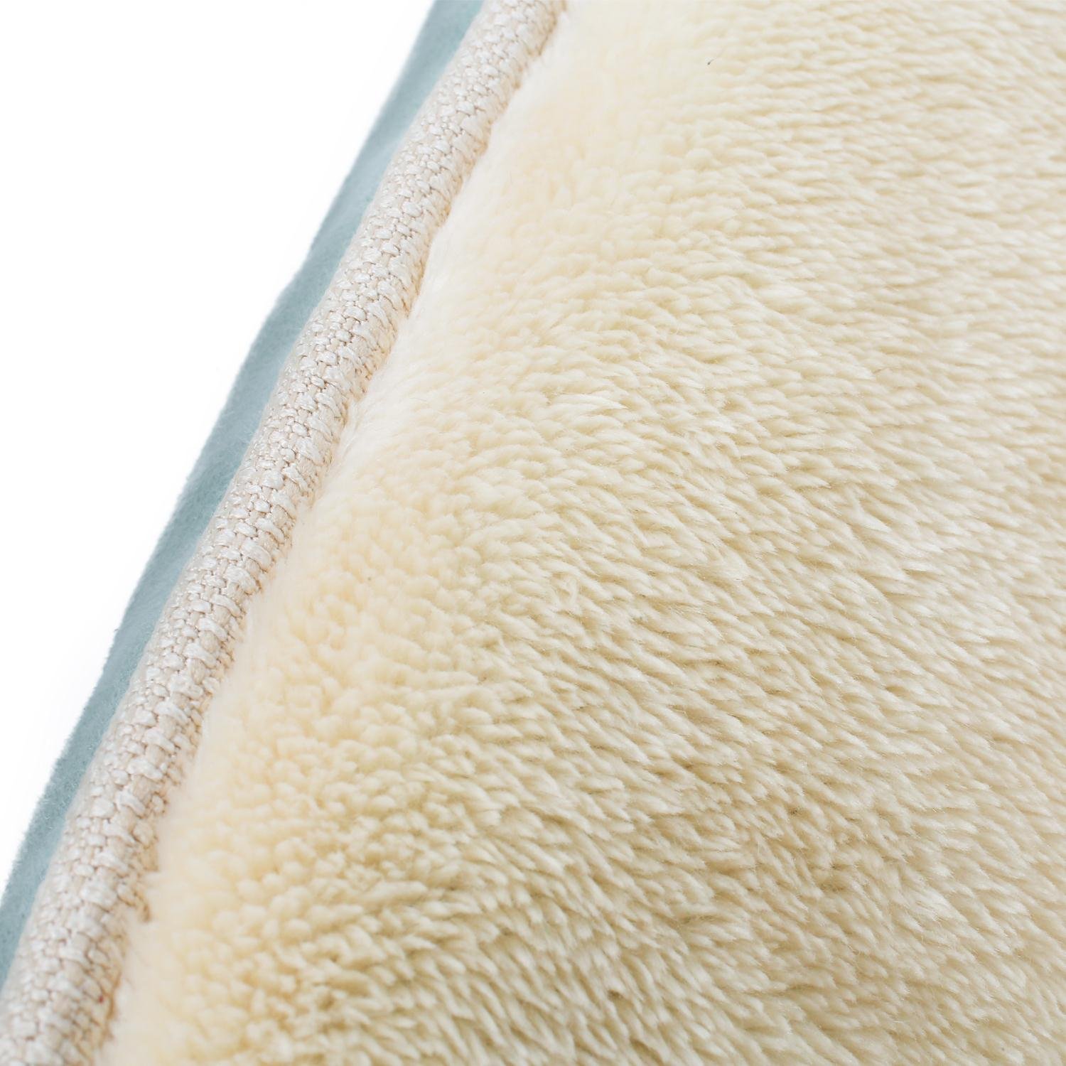 Dog Bed Cat Pet Bed Machine Washable Luxury Soft PP Cotton-Filled Coral Fleece Bed for Small Medium Large Pet Green and Beige