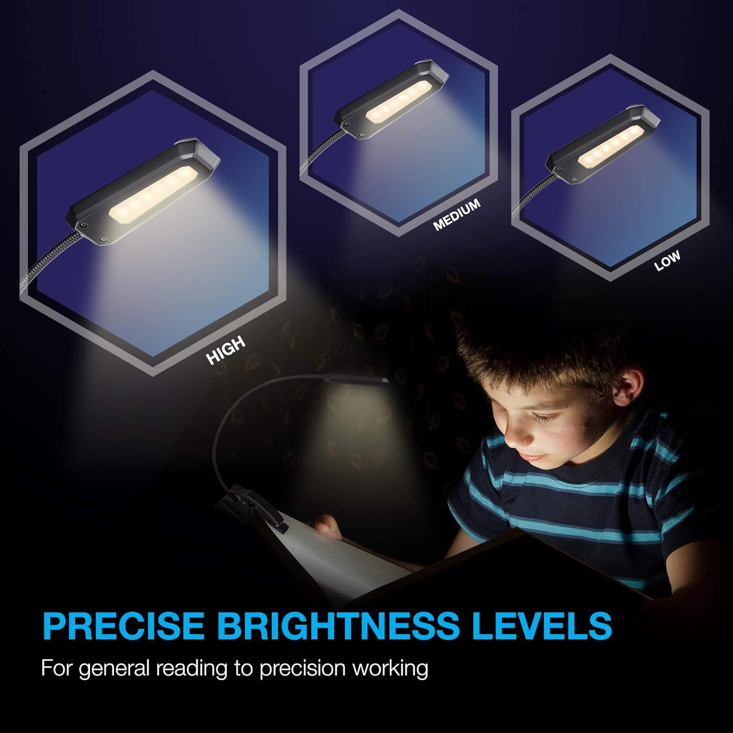 Vont Book Light, Reading Light, Rechargeable Book Light for Reading in Bed, (60 Hours) Eye Protection LEDs Reading Lamp, Clip On Light, Clamp Light, Bed Lamp, 3 Modes, Warm White Light (3000k): Home Improvement