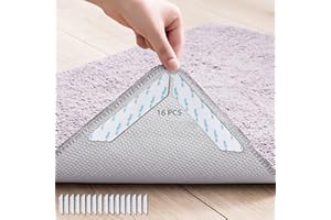 16 Pcs Rug Grippers, Reusable Anti Slip Carpet Tape, Dual Sided Adhesive Pads for Non Slip Rug Sticky Pads for Hardwood Floor