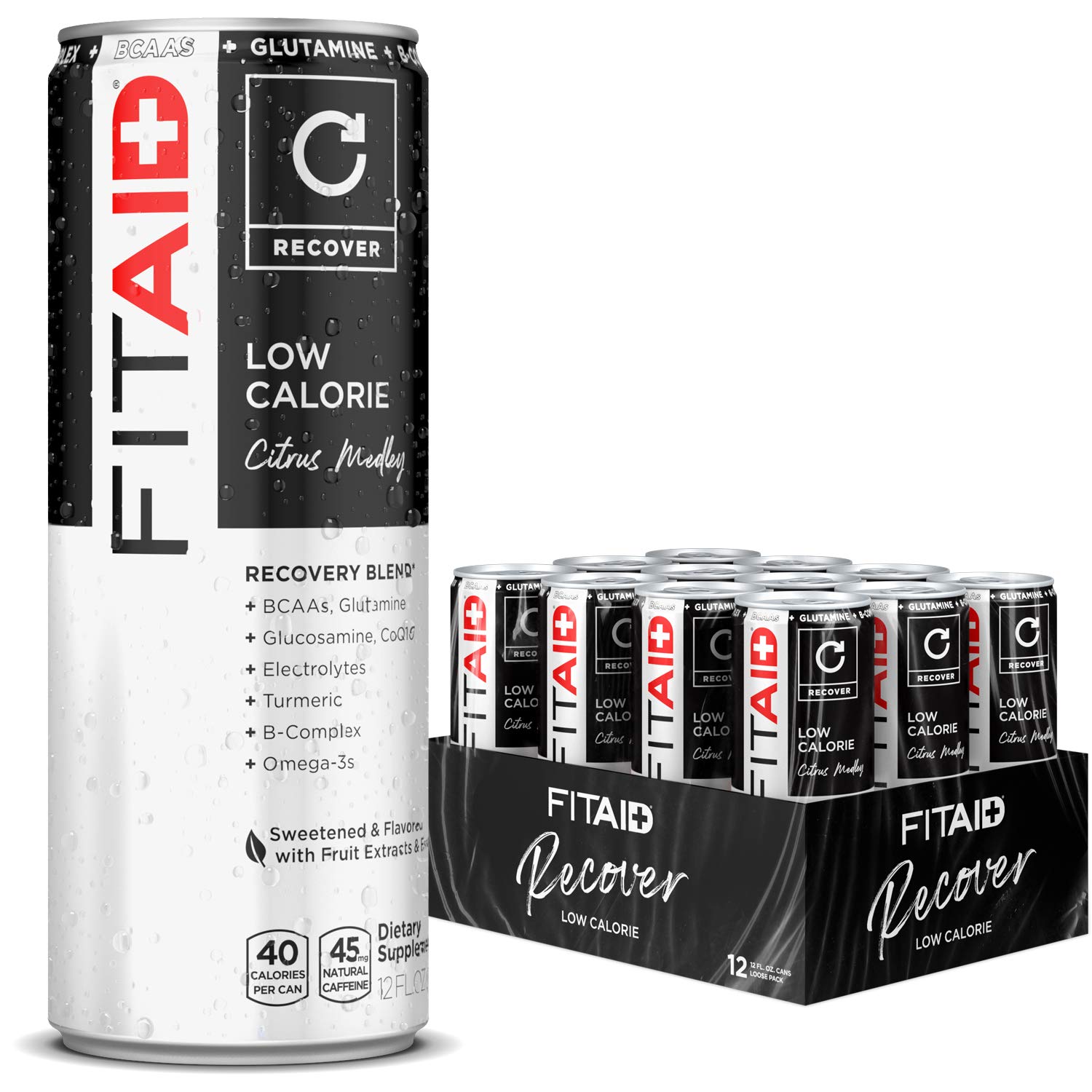 FITAID Recovery Blend | No Artificial Flavors or Sweeteners | Contains BCAAs, Glucosamine, Omega-3s, Green Tea | 100% Clean, Paleo Friendly, Vegan & Gluten-Free | No Sodium | 12 Fl Oz (Pack of 12) : Grocery & Gourmet Food