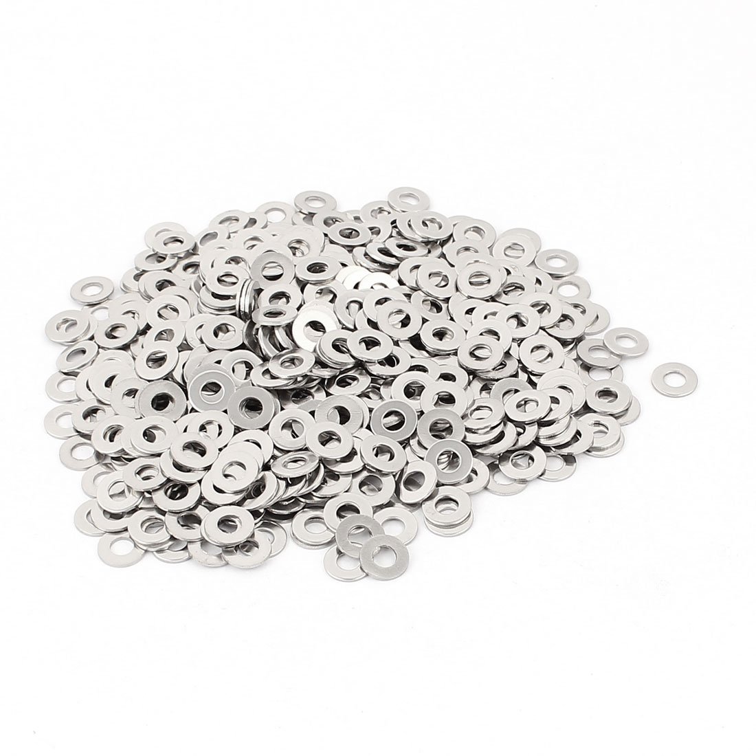 Sourcingmap 500pcs 4mm Stainless Steel Flat Washers for M4 Threaded Screws Bolts