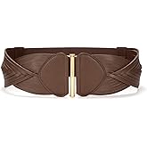 Women Wide Elastic Belts for Dresses Vintage Fashion Stretchy Waist Belts Ladies Cinch Belts Leather Waistband