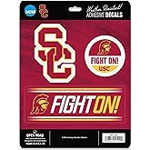 University of Southern California Team Spirit Adhesive Vinyl Decals - Fun Set of USC Stickers for Car, Window or Laptop, 1 Pack (3 Count)
