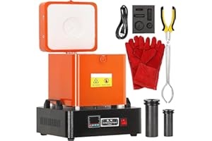 SUNVASAGOO 110V Electric Gold Melting - Upgraded 2100°f Digital Smelting with Temperature Control, Includes 1+3 KG Crucibles for Gold, Silver, Aluminum & Copper