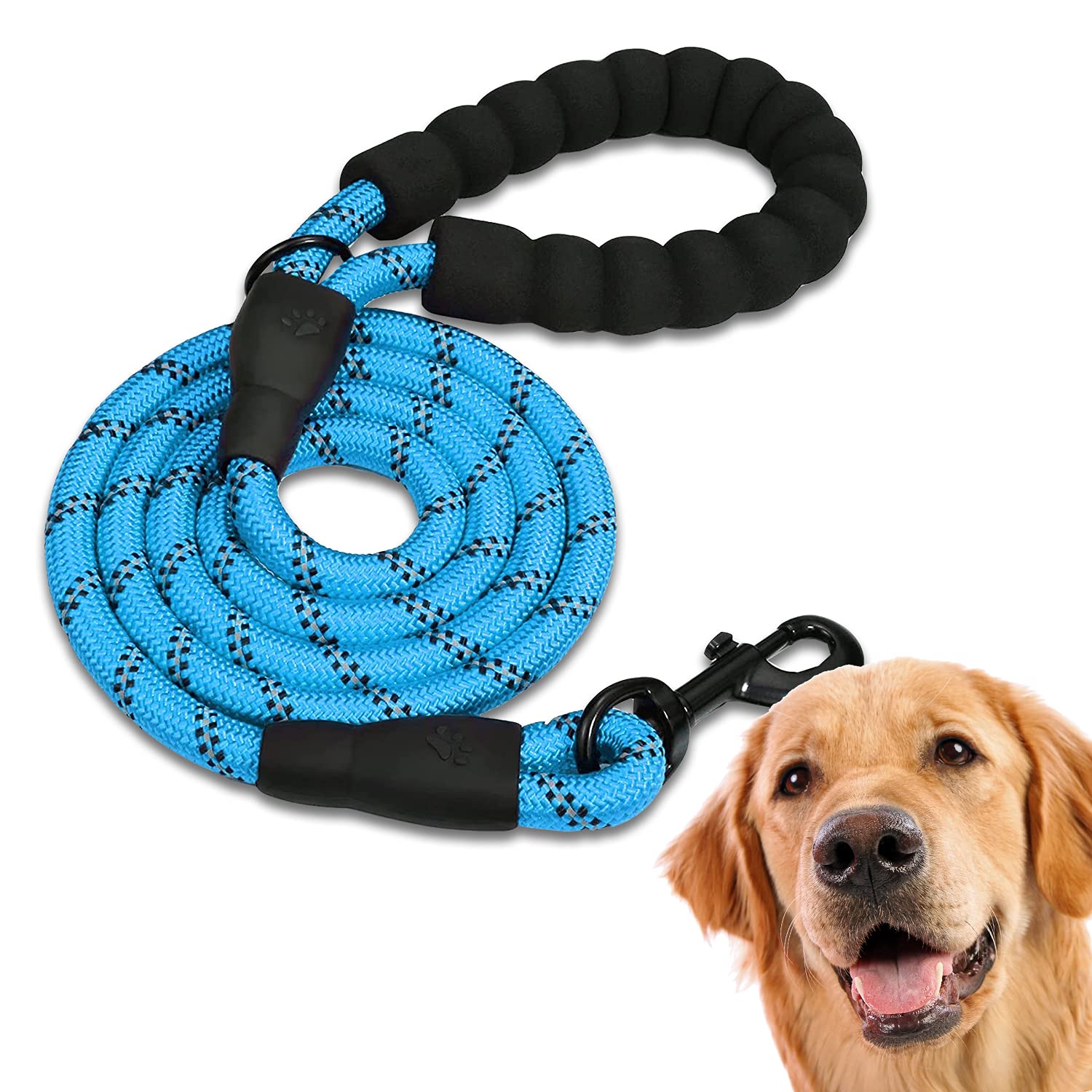 Edipets, Dog Lead, Durable Slip Rope with Soft Padded Handle, Highly Reflective Threads, for Small, Medium, Large Dogs, 47, 60 and 87 inches (47 Inches, Blue)