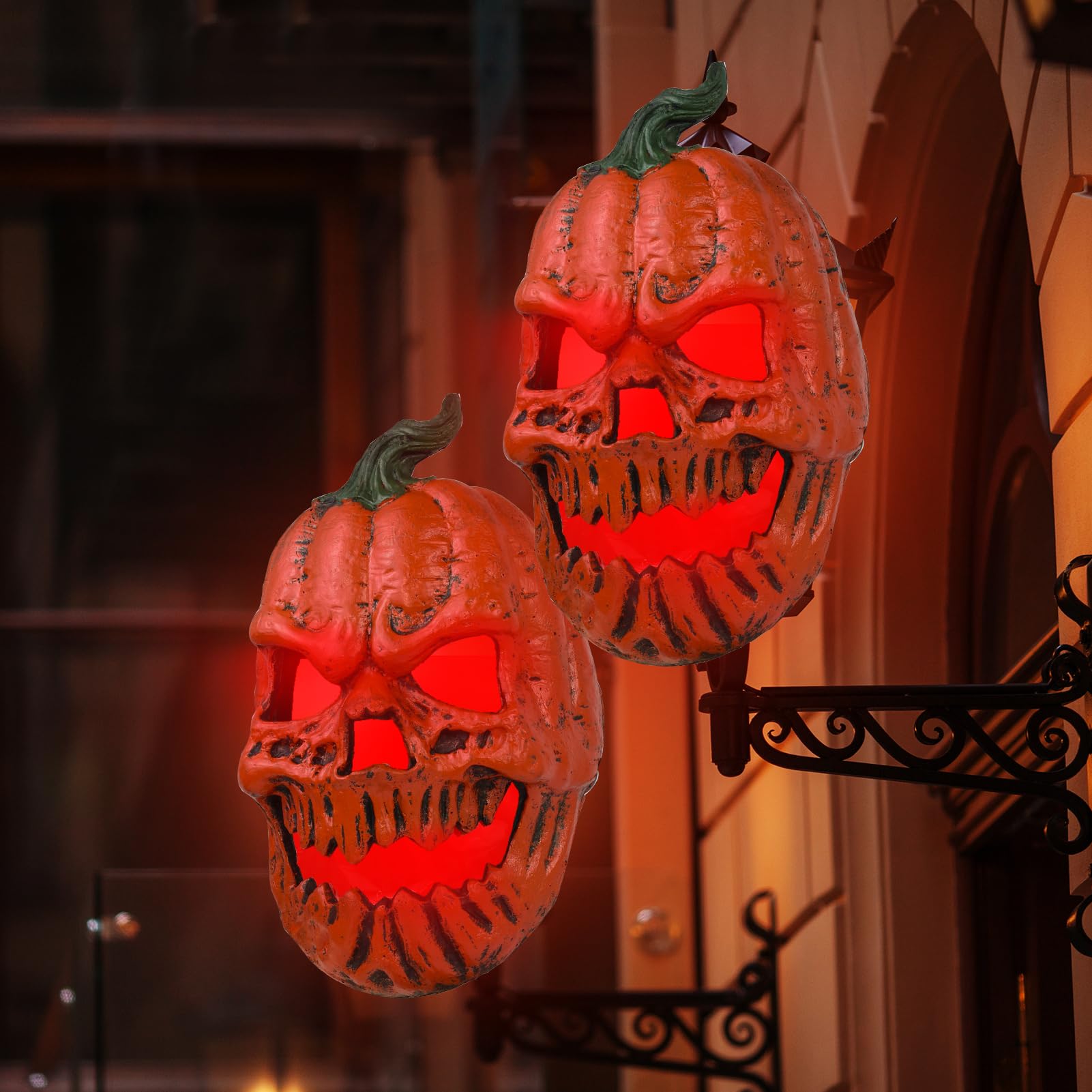Photo 1 of 2Pcs Halloween Pumpkin Porch Light Covers, Pumpkin Light Covers Halloween Decorations Outdoor Garage Lights Fixtures Cover Fall Porch Decor with Cellophane Paper & Tape for Porch, Front Door,Wall Lamp