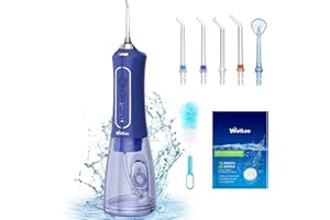 WellLeo Water Flossers for Teeth, 300ML Cordless Oral Irrigator Rechargeable Dental Flosser Picks with 5 Modes 5 Jet Tips,IPX7 Waterproof Teeth Cleaner for Braces Gum Care, Home Travel Use