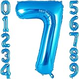 Blue Number 7 Balloon 40 Inch, Big Large Foil