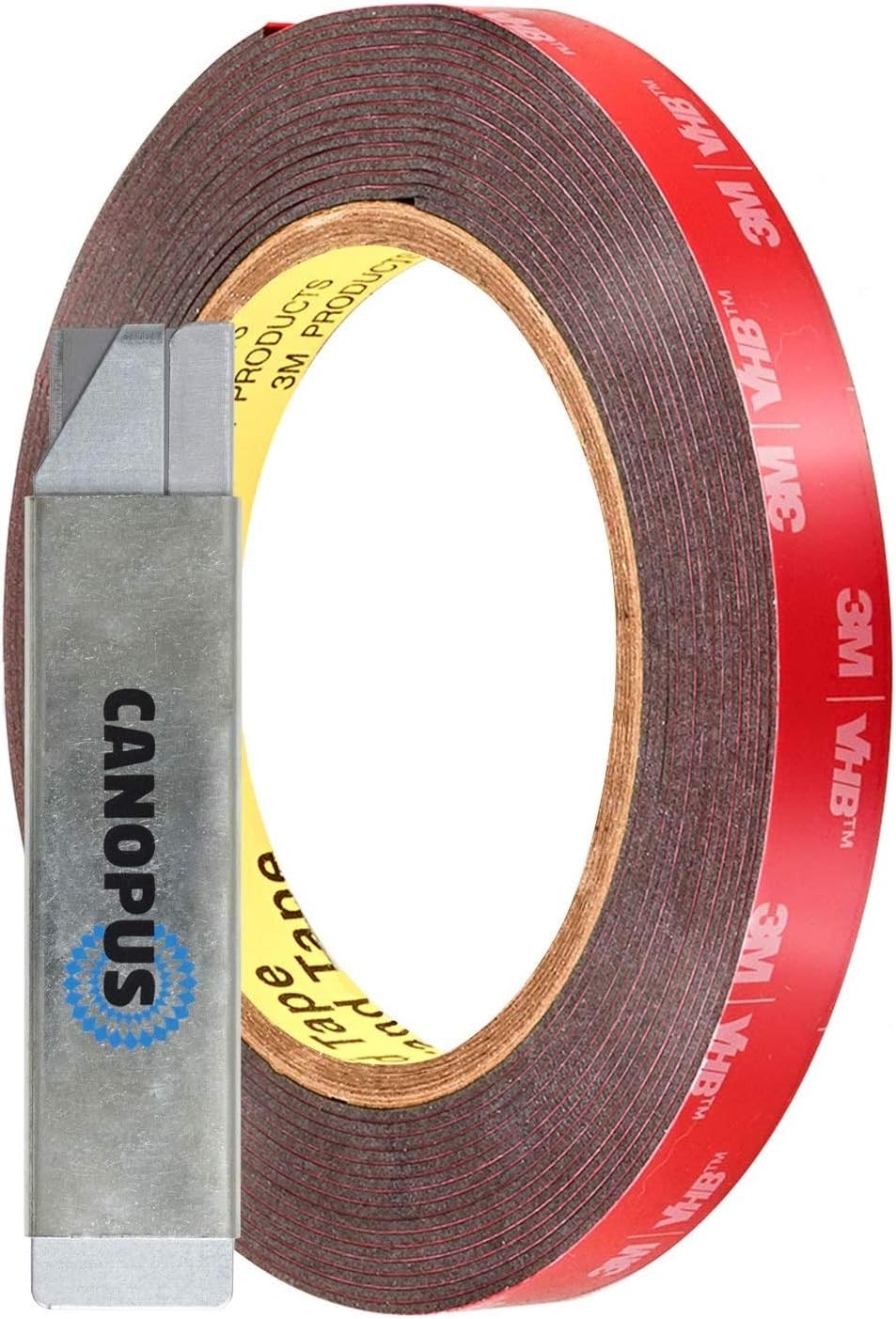 CANOPUS Double Sided Tape Heavy Duty Black 12.7 mm x 4.5 m Waterproof Extra Strong Mounting Foam Tape for Led Strip Lights Home