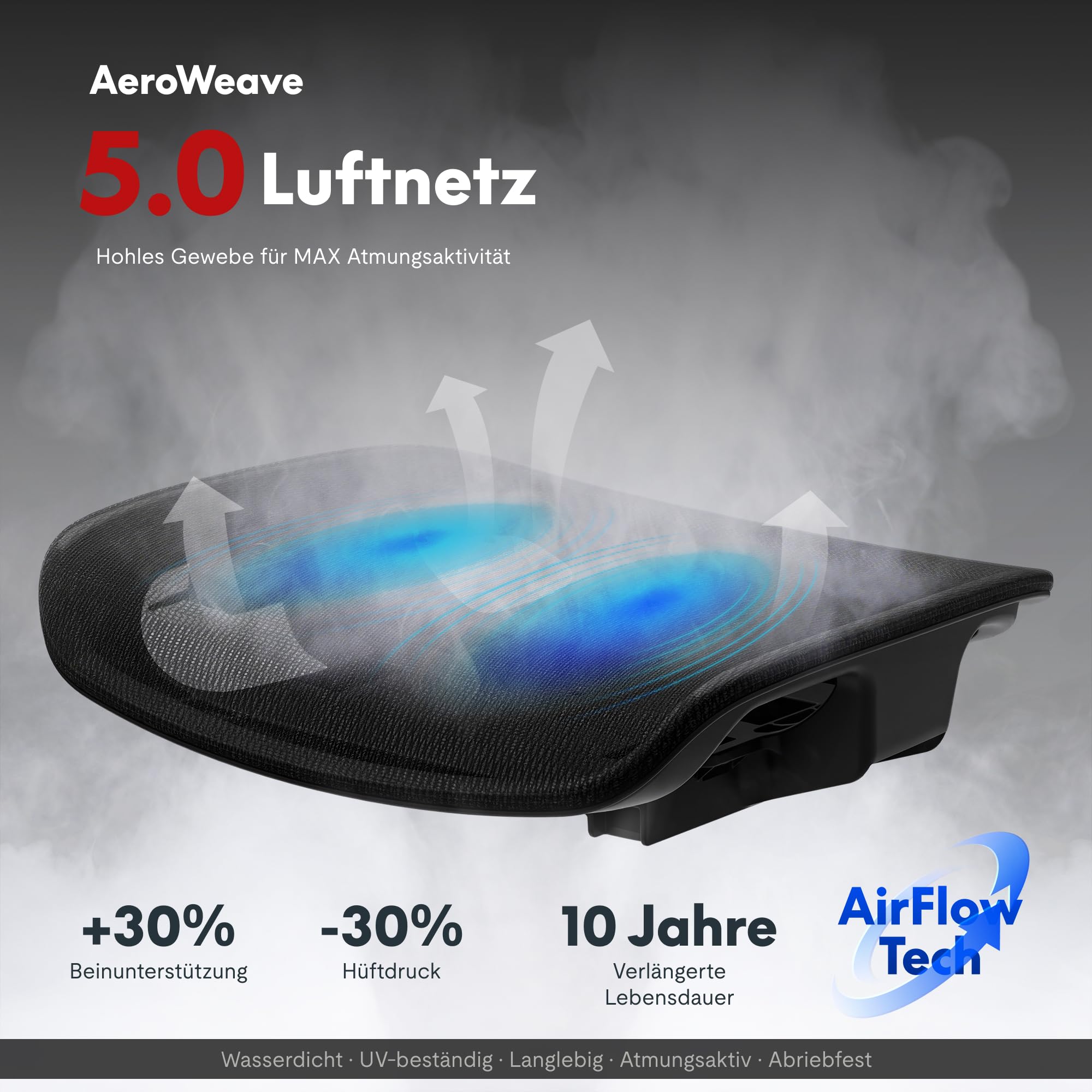 FLEXISPOT ErgoX Pro Ergonomischer Bürostuhl mit ausziehbarer Fußstütze, 12-stufiger Höhenverstellung, 7D-Armlehnen, 5D-Lendenstütze, 4D-Kopfstütze, 250 kg Belastbarkeit Netzsitz (Schwarz) 9