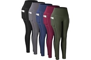 CHRLEISURE Leggings with Pockets for Women, High Waisted Tummy Control Workout Yoga Pants