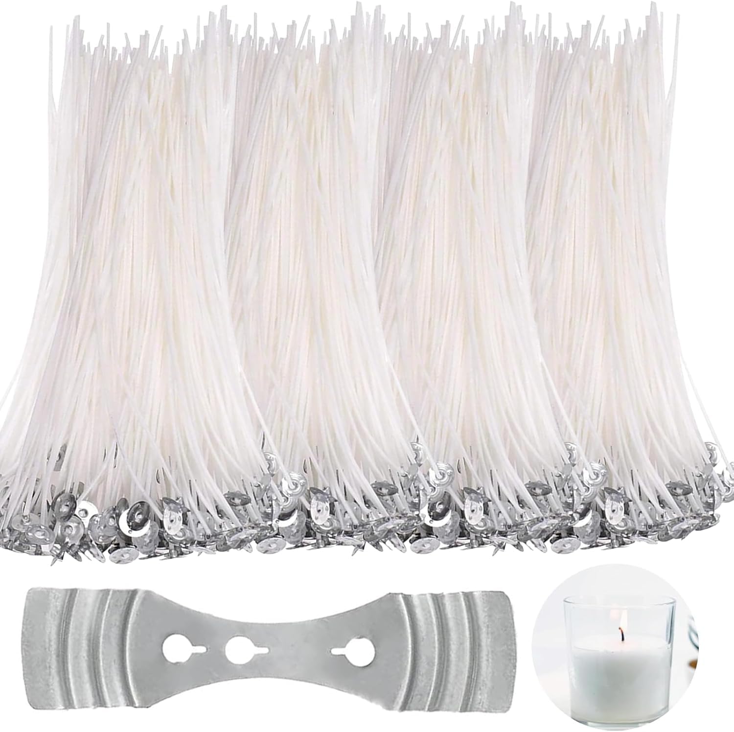 200Pcs Candle Wicks & 1 Pcs Stainless Steel Wick Holder - DIY Candle Making Kit