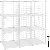 SONGMICS 9 Cube Wire Grid Storage Rack White Metal Mesh Shelving Unit LPI115W view 1