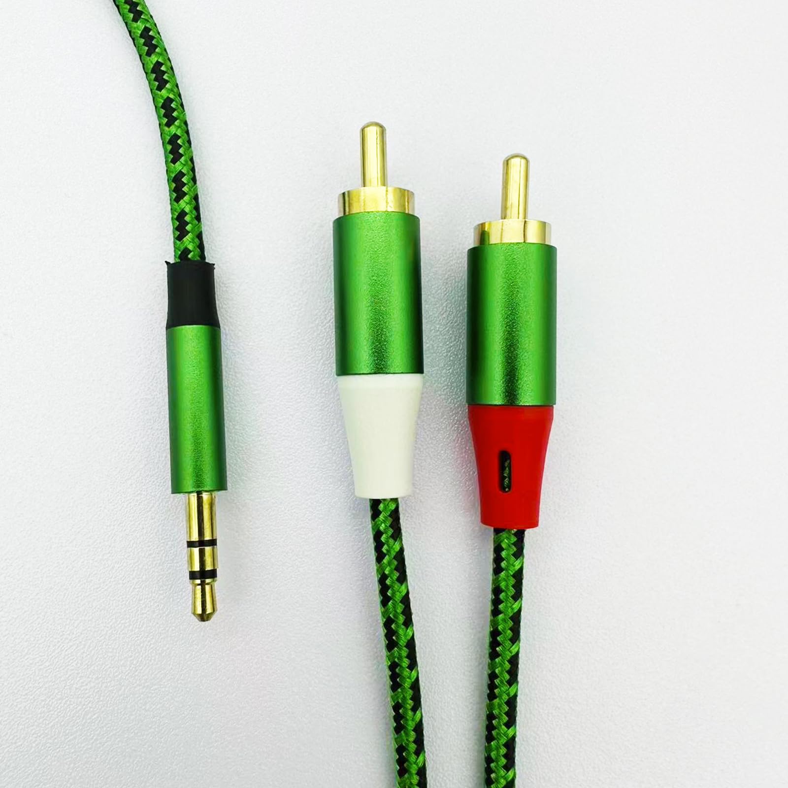 Froggen Green RCA to 3.5mm Audio Cable, 3.5mm to 2 Male RCA Adapter Cable Stereo Y Splitter Audio Aux Cable Compatible with DJ Controller Speaker Turntable TV Car Stereo Hi-Fi Amplifier