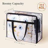 Lifewit 8 Pack Clear 40L Plastic Clothes Storage Bags with Handles view 3