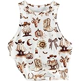 RoseSeek Women's Cow Print Tank Top Sleeveless Crewneck Fitted Crop Tops Summer Cowgirl Vest