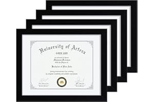 CORE ART 11x14 Black Certificate Frames with Mat Display Diploma 8.5 x 11 or Document 11 x 14 without Mat, Multipack College 