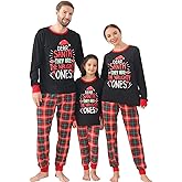 ANGELGGH Matching Christmas Pajamas for Family, Cute Vacation PJs Sets for Couples/Women/Men, Xmas 2 Piece Jammies Sleepwear