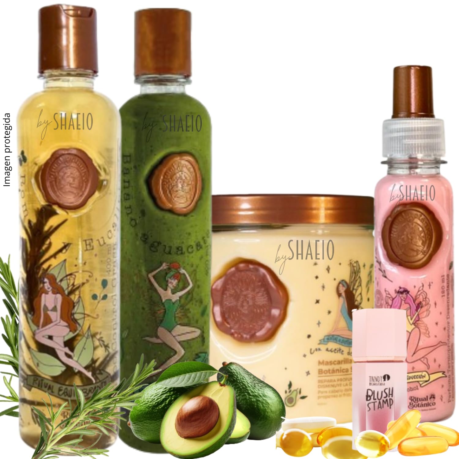 Photo 1 of **ONE ONLY**RITUAL BOTANICO Kit Crecimiento Acelerado y Reparación S.O.S.: Shampoo de Romero, Mascarilla para el Cabello con Colageno, Acondicionador Intensivo PLEX, Termoprotector para cabello (Obsequio TRENDY)