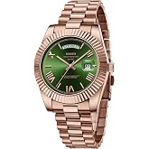 NIBOSI Men's Analog Quartz Watch, Rose Gold Stainless Steel, Day Date | 100 FT Waterproof, Luxury Brown Dial, Business Classic Dress Wrist Watches for Men