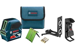 BOSCH GLL 100 GX 100 Ft Green-Beam Self-Leveling Cross-Line Laser, Includes 3 AA Batteries, Positioning Device, Green Laser Target Plate, & Heavy-Duty Pouch