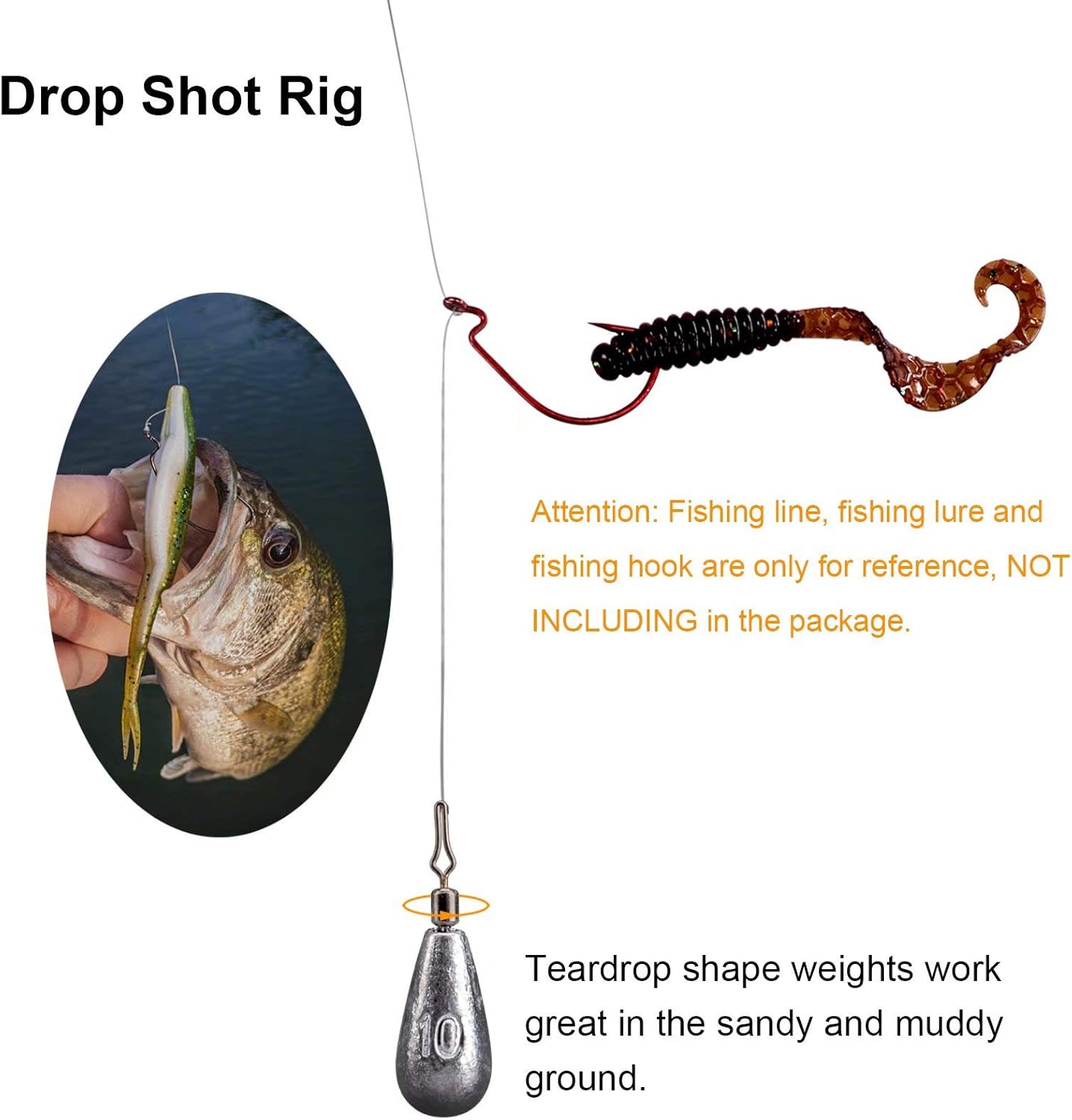 thkfish Fishing Weights Fishing Sinker Drop Shot Weights Fishing Weights Kit Drop Shot Rig Fishing Weights B-Waterdrop Shape 28pcs : Sports & Outdoors