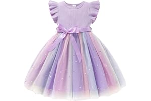 Sinhoon Toddler Girl Tulle Dress Summer Ruffle Sleeveless Baby Girl Fashion Casual Dresses 1-6Y