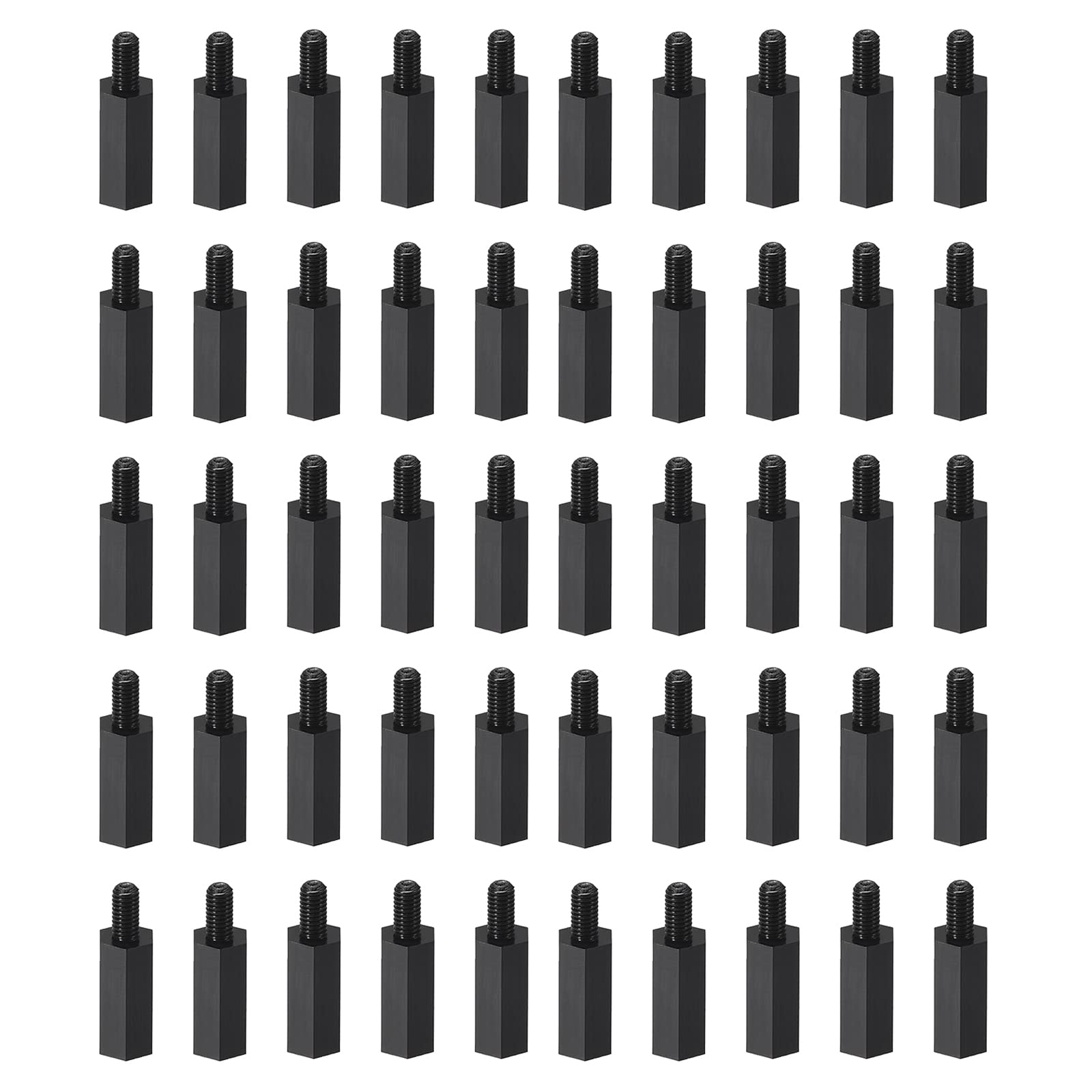 YOKIVE 150 Pcs M3 Standoff Screws, Nylon Hex PCB Standoffs with High Insulation Effect, Keep Height Consistent, Great for Motherboard (Black, 15mm+6mm)