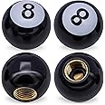 MEAJOO 4PCS Pool 8 Ball Style Tire Valve Stem Caps, Universal Copper Core Dustproof Tire Valve Stem Covers for Cars, SUV, Trucks, Bikes, Motorcycles, Bicycles(Black)