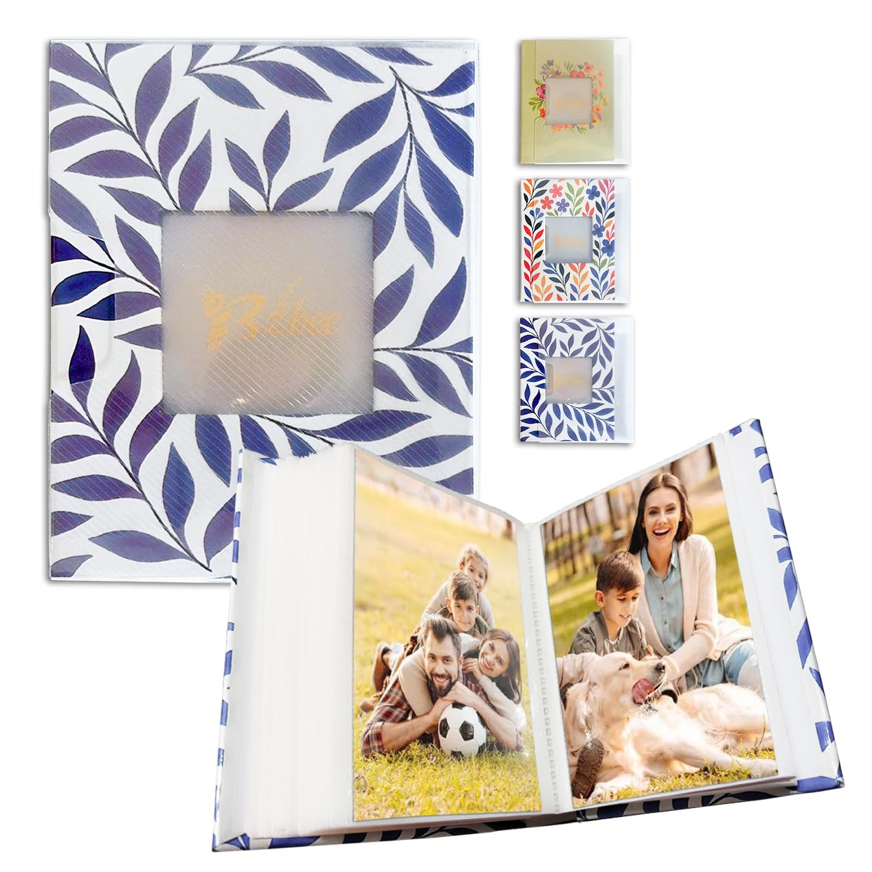 Bzbee Protective 6x4 Photo Album - Holds 100 Photos | Hard Plastic Sleeve Cover for Weather & Wear Resistance | Acid-Free Pockets | Family Memory Book (Blue)