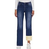 KDF Fleece Lined Jeans Women High Waisted Wide Leg Baggy Jeans for Women Winter Lined Jean Pants