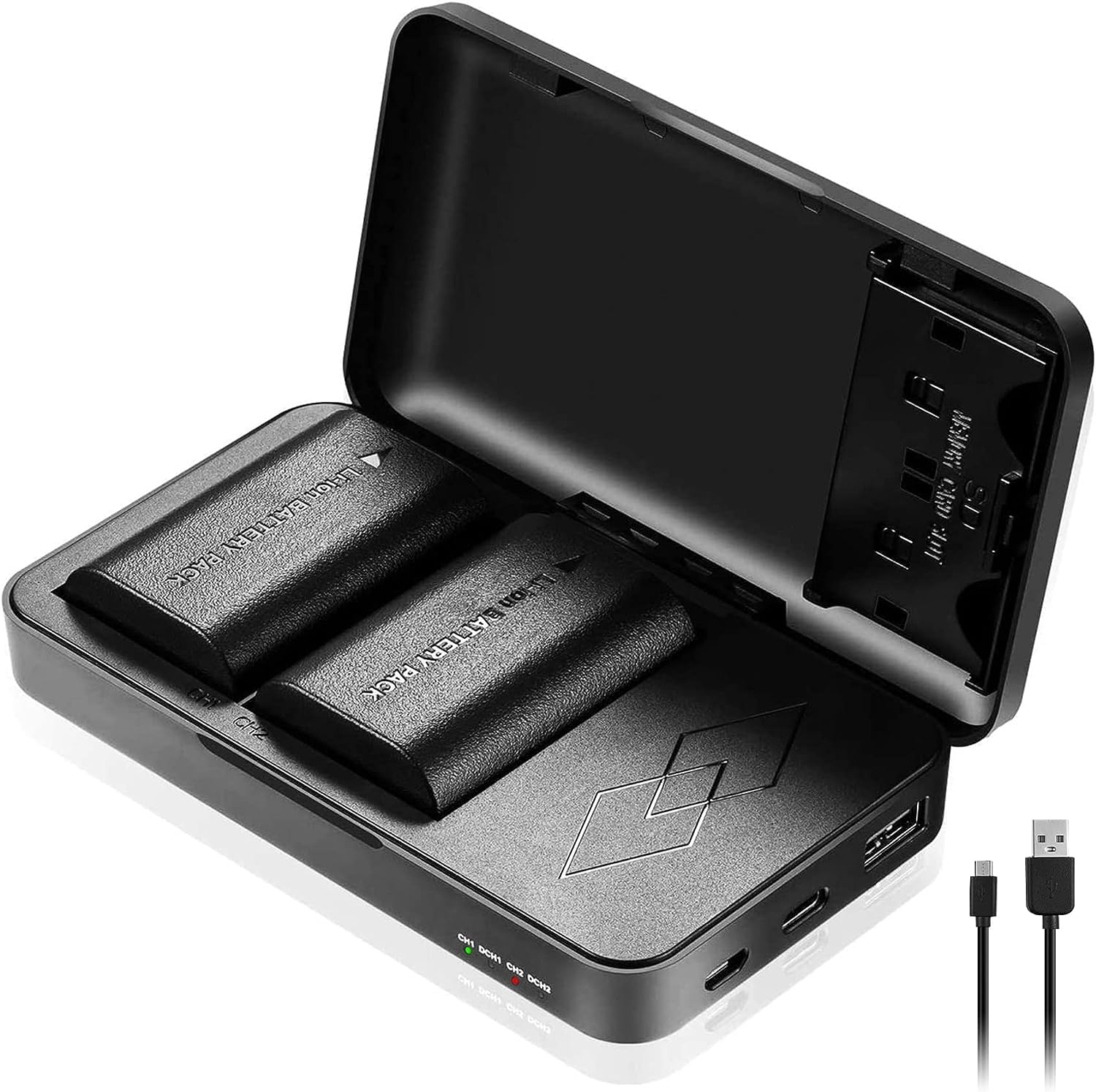 LP-E6N Battery (2 Pack) with Dual USB Charger Case, JYJZPB 2300mAh LPE6 Replacement Batteries for Canon EOS R5, R6, R7, R, 5D Mark II/III/IV, 5DS, 5DS R, 6D, 6D II, 7D, 7D II, 60D, 70D, 80D, 90D