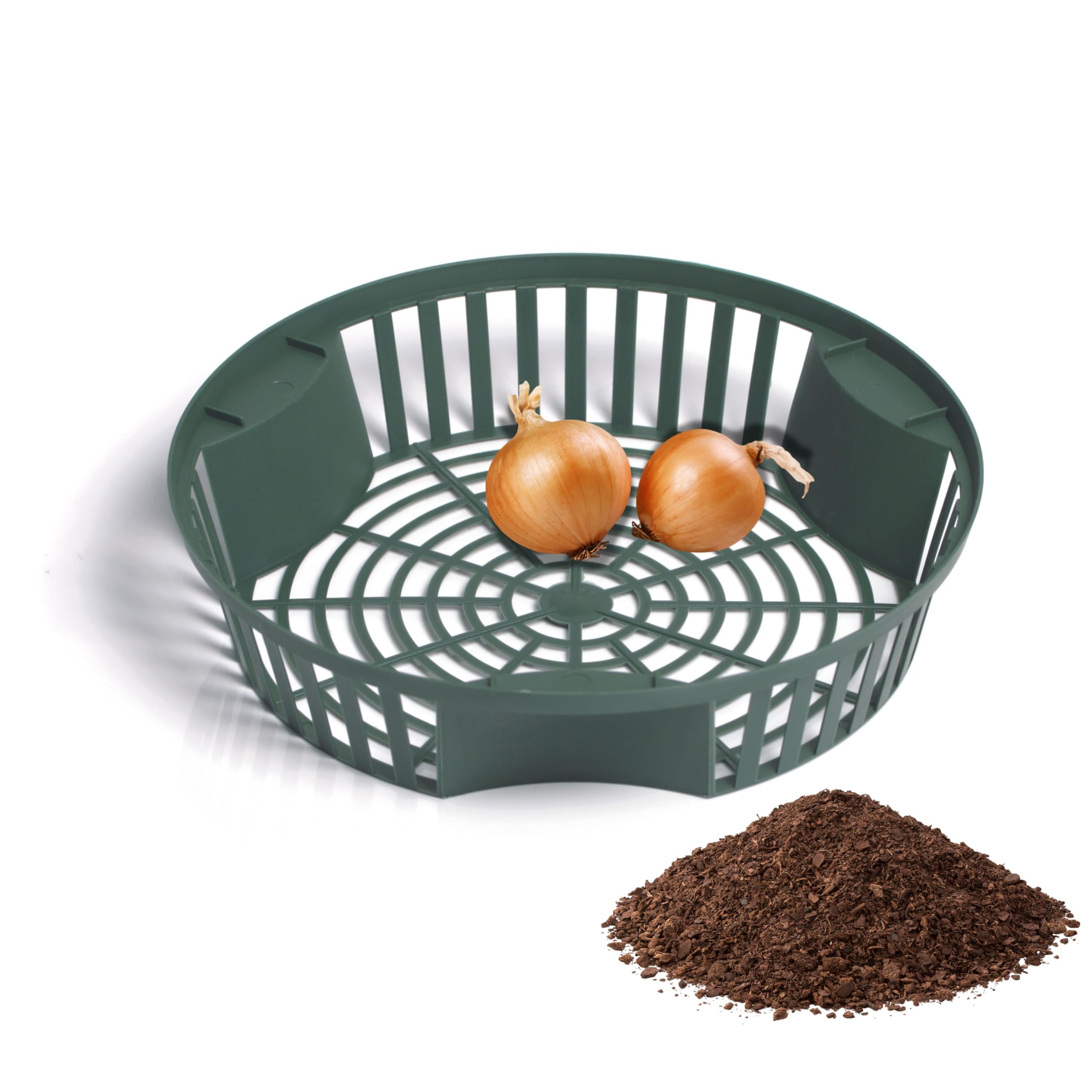 UPP Zwibu 2-in-1 Garden Sieve and Storage Box for Cleaning and Storing Turnabaga, Potatoes, Onions - Ideal as Organiser - Onion Sieve - Round Sieve 31 x 31 x 5.6 cm